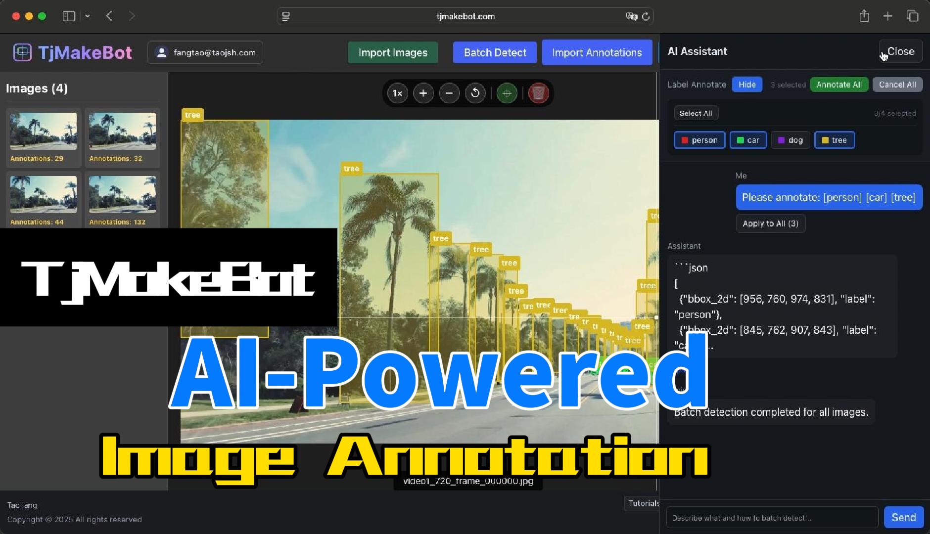 TjMakeBot AI annotation demo - automatic object detection and labeling